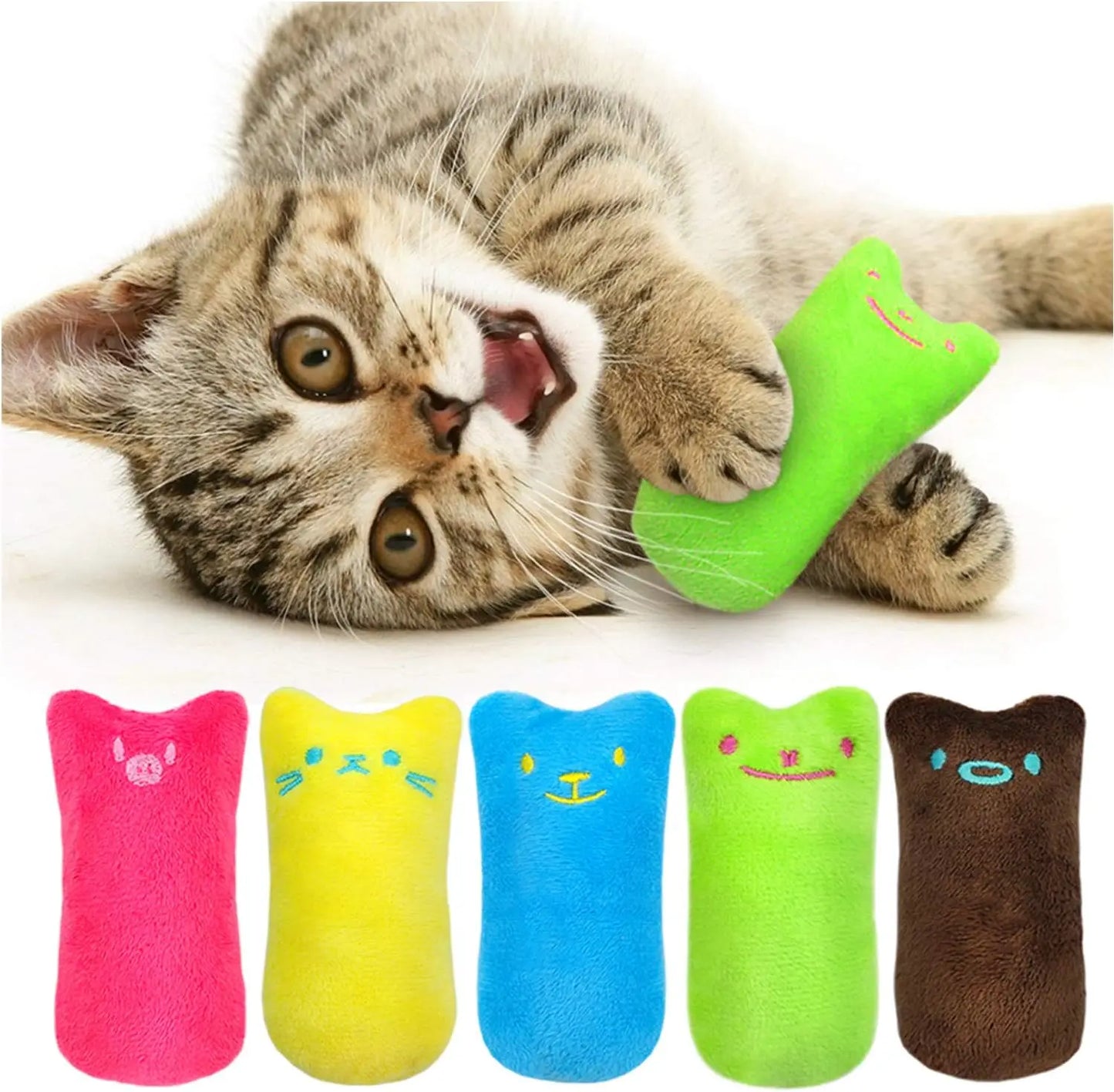 5Pcs Bite Resistant Catnip Toy for Cats,Catnip Filled Cartoon Mice Cat Teething Chew Toy
