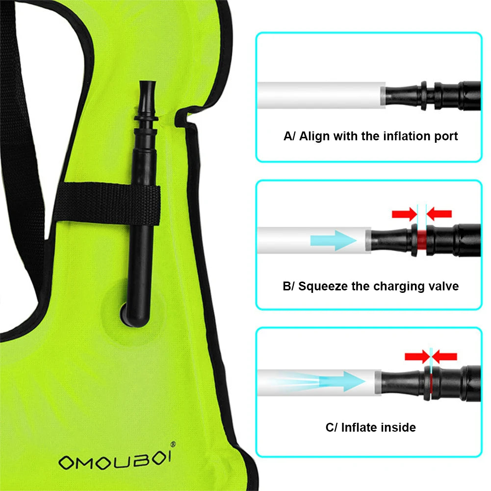 Water Sports Safety Vest Adjustable Inflatable Buoyancy Vest Floating Life Vest for Snorkeling Swimming Kayaking Boating