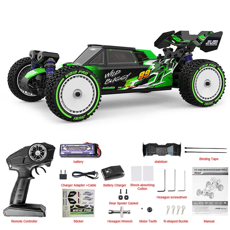 JIUSI WB12 PRO 1/12 Racing Car 4WD High Speed 80KM/H Brushless Remote Control Car Off-road Competitive Drift RC Car Toy Kid Gift