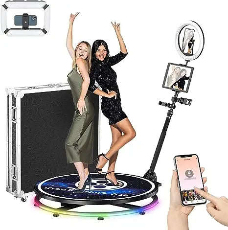 360 Photo Booth insta 360 Machine Camera APP Lights For Parties With Software Logo Customization Automatic 360 Spin Camera Booth