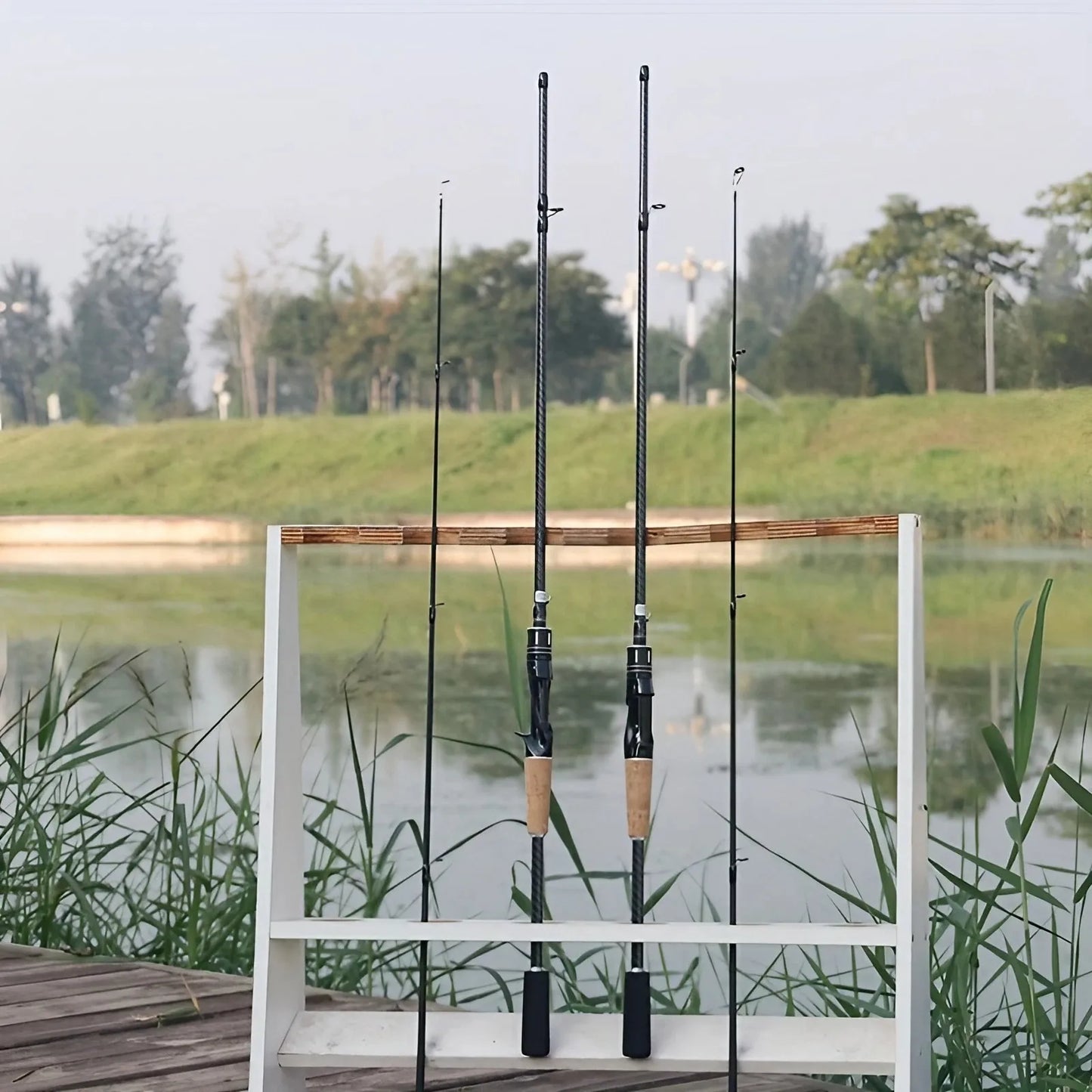 [2-Section Carbon Fiber Rod] Ultra-Lightweight 2-Section Carbon Fiber Fly Fishing Rod | 70.86 Inch, Wooden Handle