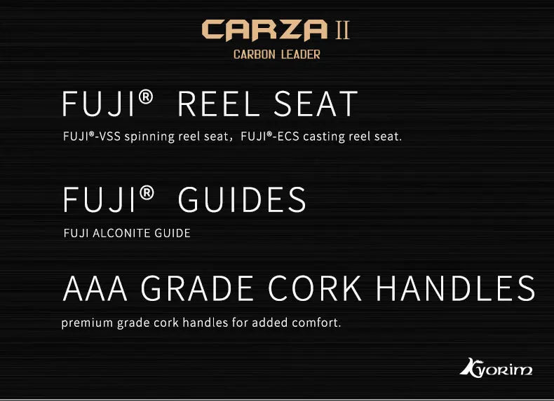 Kyorim CARZA2 LURE ROD Spinning/Casting Fishing Rod 2 Sections Freshwater Japan FUJI Reel Seat，K Guide 1.91M 1.98M MF Action