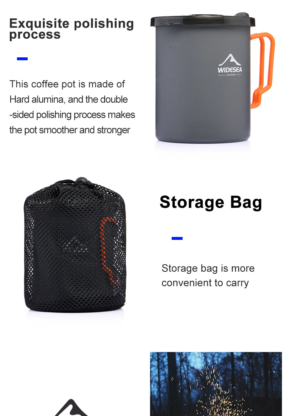 Widesea Camping Coffee Pot with French Press Outdoor Cup Mug Cookware for Hiking Trekking