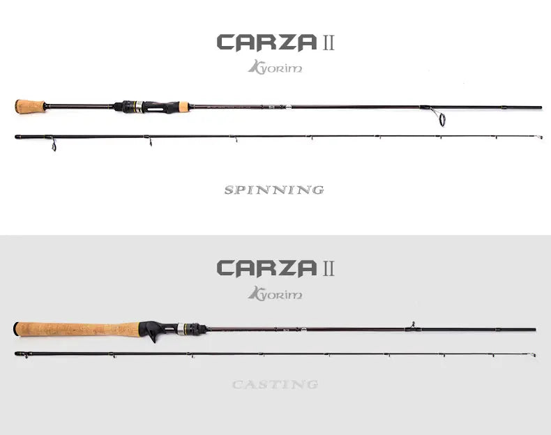 Kyorim CARZA2 LURE ROD Spinning/Casting Fishing Rod 2 Sections Freshwater Japan FUJI Reel Seat，K Guide 1.91M 1.98M MF Action