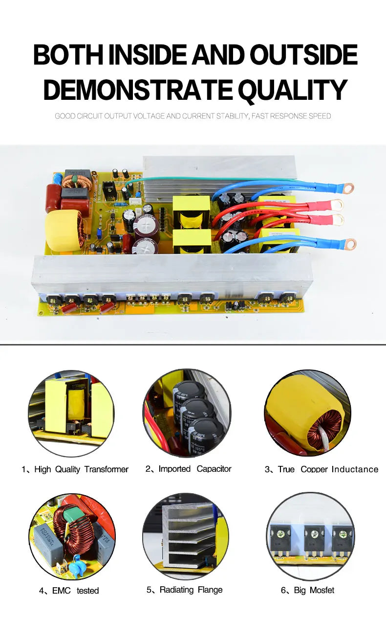 Pure Sine Wave Inverter 3000W Solar Panel Generator Power Supply Voltage Converter 12V/24V/48VDC to 100/110/120V/220V/230/240VAC