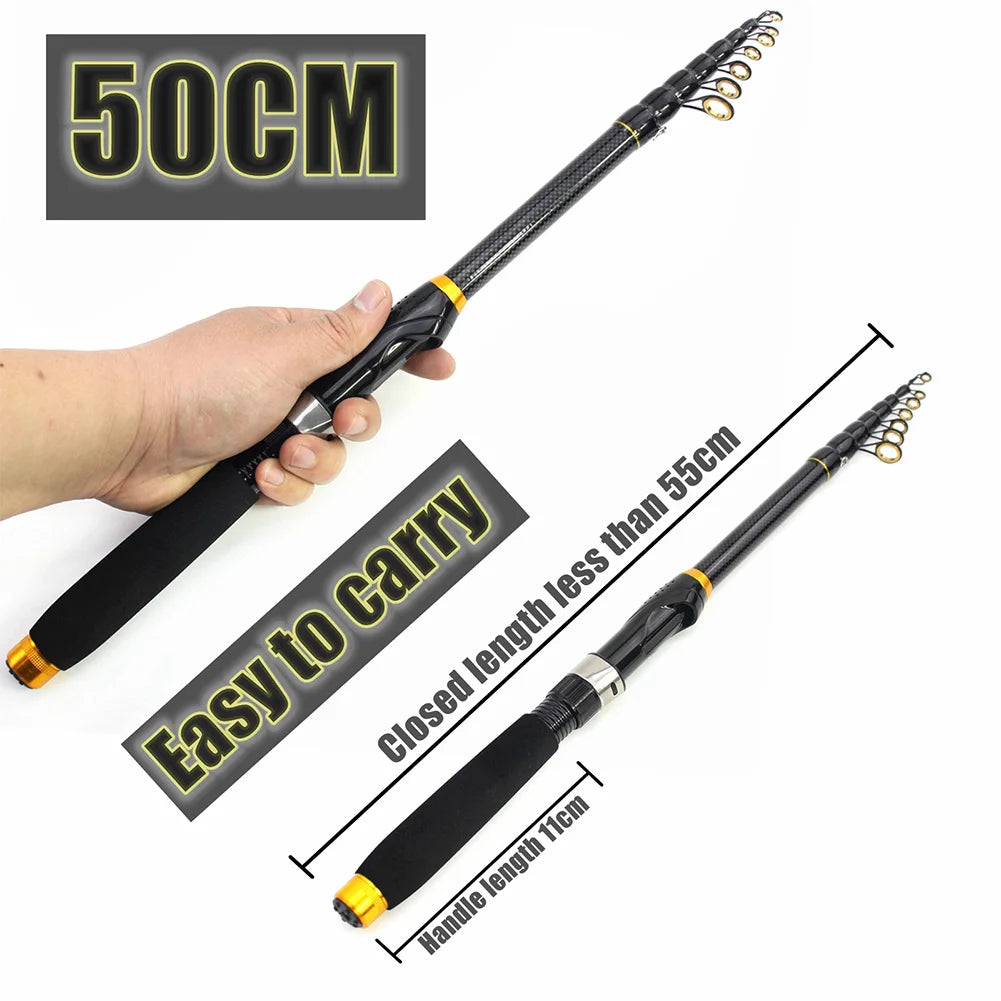 Carbon Fiber Spinning Rod Telescopic Travel Fishing Pole Carp Fishing Rod Fishing Accessories for Carp Fishing