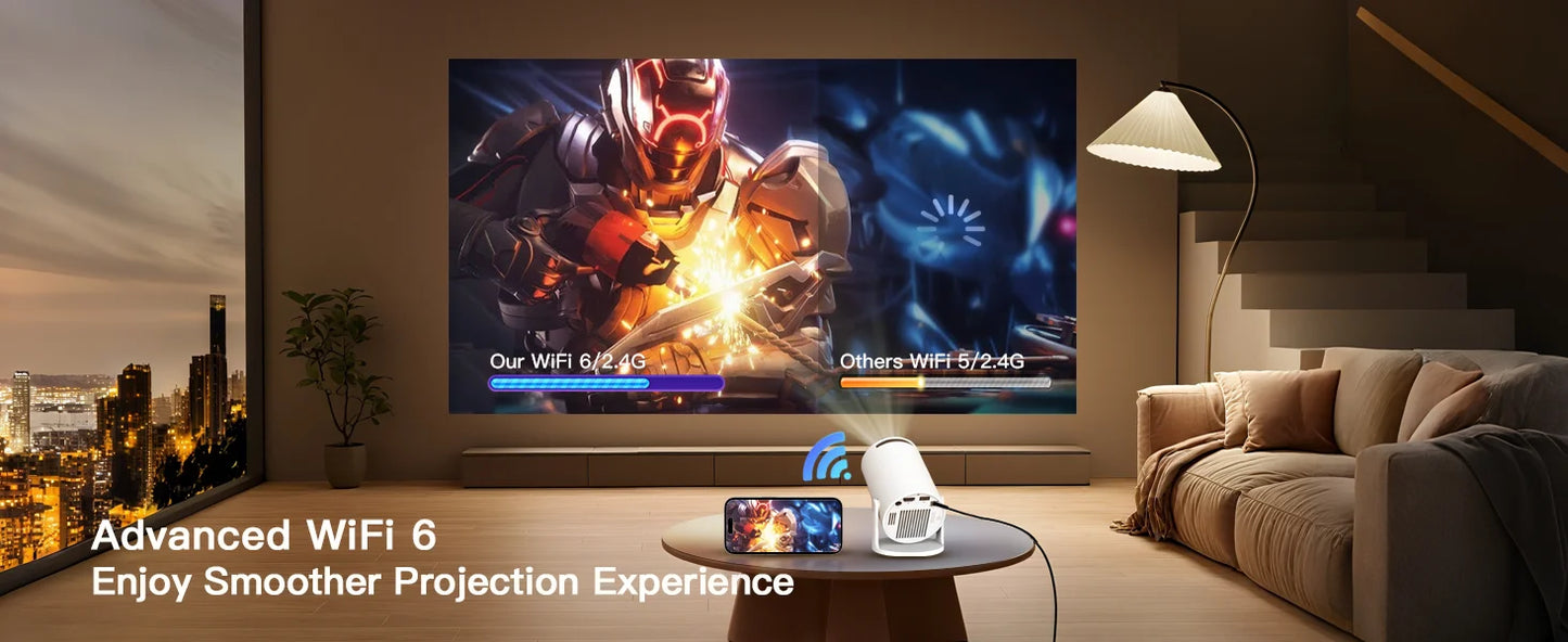 LynCast Projector HY300 Pro+ 4K Android 11 Dual Wifi6 300ANSI Allwinner H713 BT5.4 1080P 720P Outdoor Video Home Theater Cinema