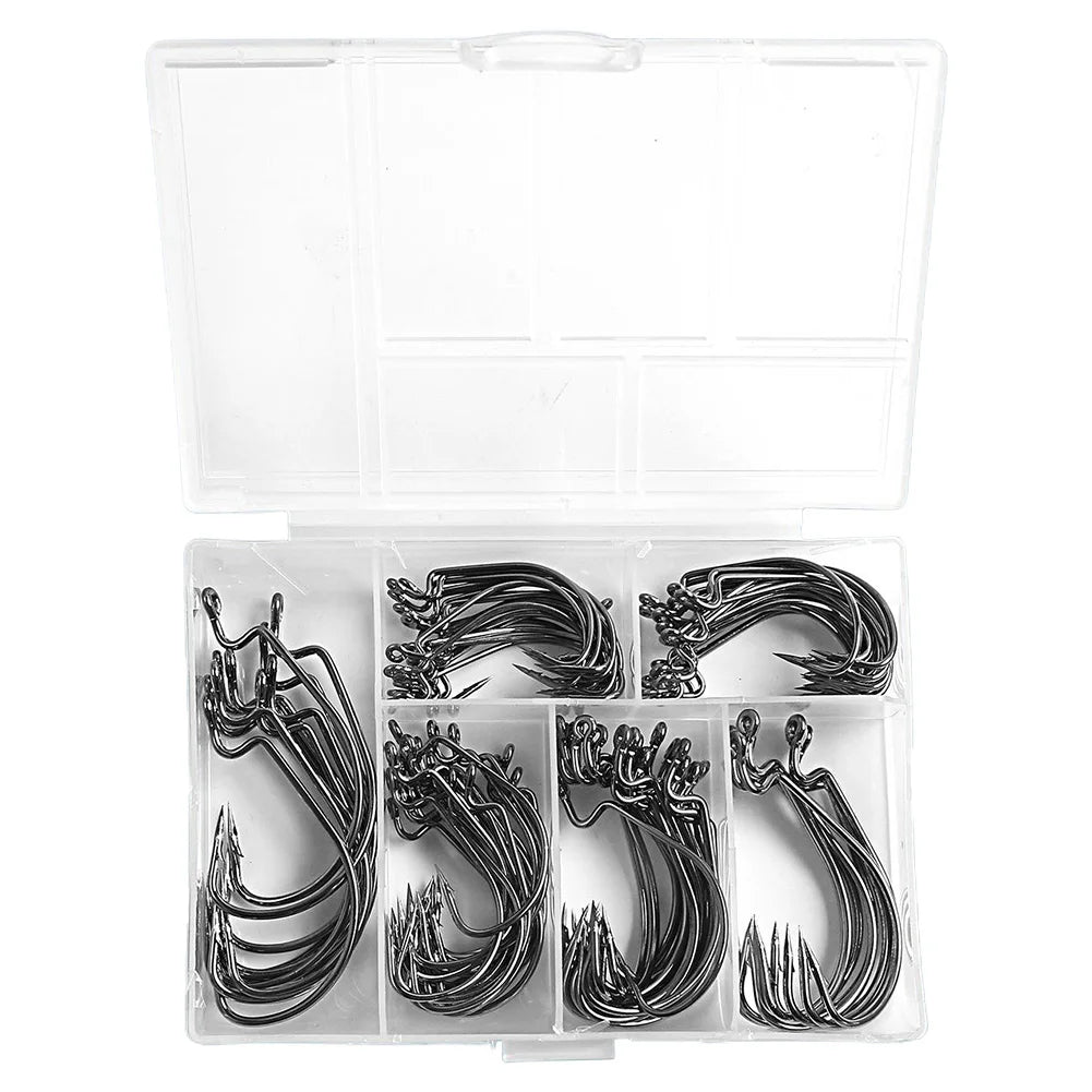 100PCS/Box Barbed FishHooks High Carbon Steel Carp Fishhook Fishing Barbed Hooks for Freshwater Saltwater Fishing Accessories