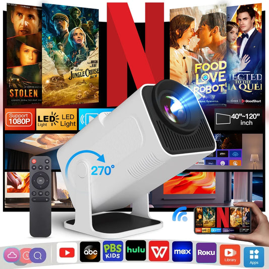 LYNCAST HY320 Smart Projector Android 11 MINI Portable Home Cinema Dual WiFi6 400ANSI BT5.0 Remote Control Projection 1080P