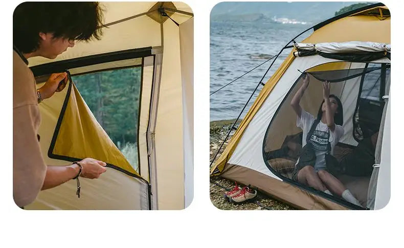 Naturehike Dune 7.6 Camping Tent 2 People 4 Season Tent Ultralight PU2000mm Outdoor Travel iking Tent With Chimney Screen Window