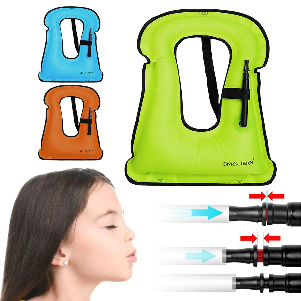 Inflatable Snorkeling Vest Adjustable Inflatable Buoyancy Vest Floating Life Vest for Snorkeling Swimming Kayaking Boating