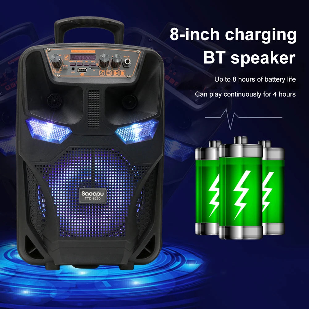 Bluetooth-Compatible Speaker Loud Boom Box Support FM Radio Subwoofer Stereo Sound System Speaker for Outdoor Home Party Travel
