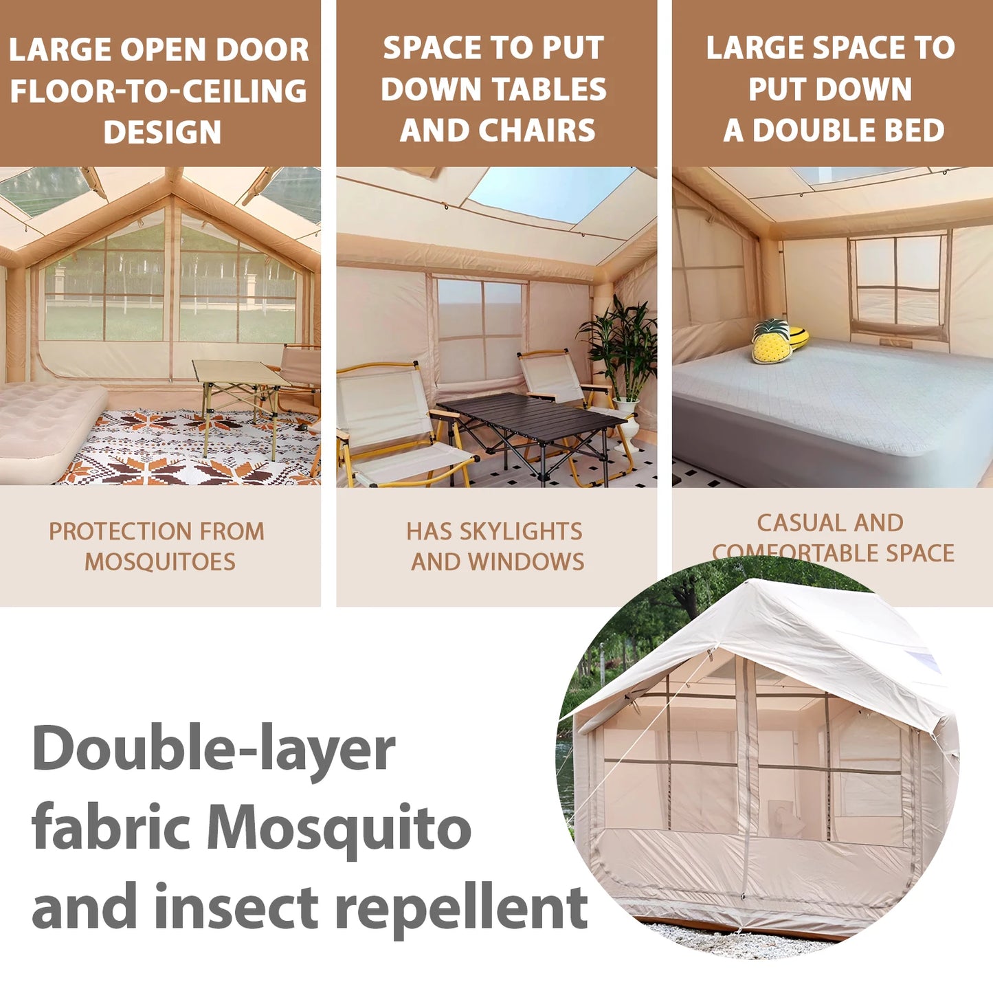 Inflatable Tent for Camping - 6-8 Person Ultra-Quick Setup Blow Up Tent,80.73 Square Feets 4 Season Inflatable Tent with Stove