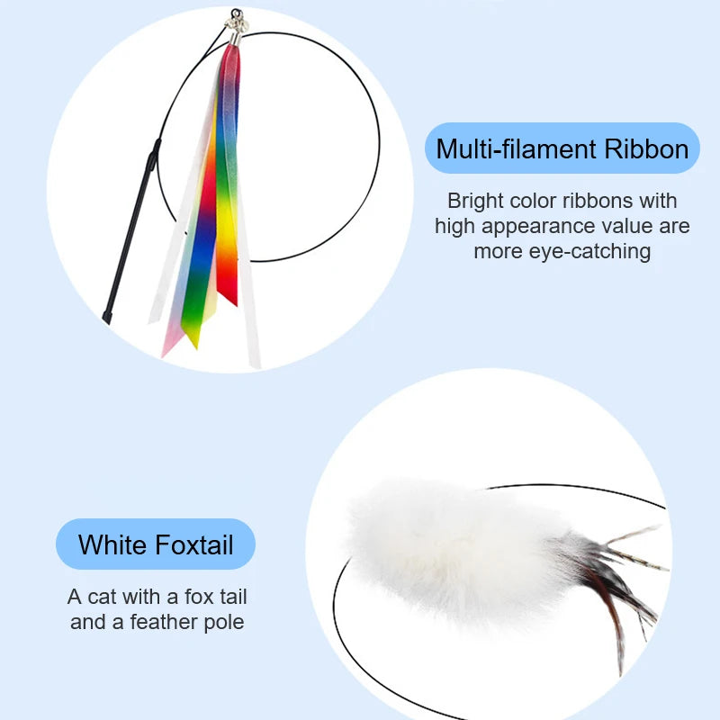 Pet Head Rod Wire Toys Cat Cat Funny Interactive Cat Accessories Stick Replaceable Bell Fish Fishing Feather Funny Rod Teaser