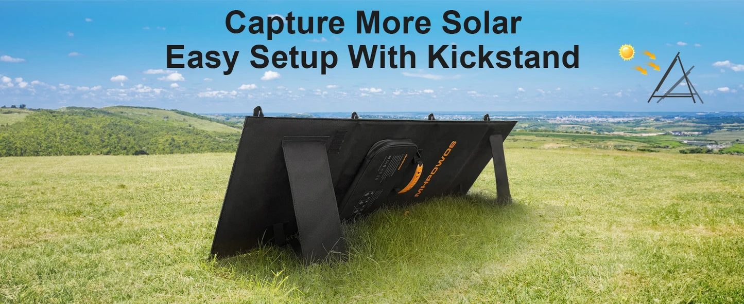 MHPOWOS Solar Battery Charger for Powerbank, 45W / 60W Foldable Portable Solar Panel with USB C, DC Output for Camping Phone