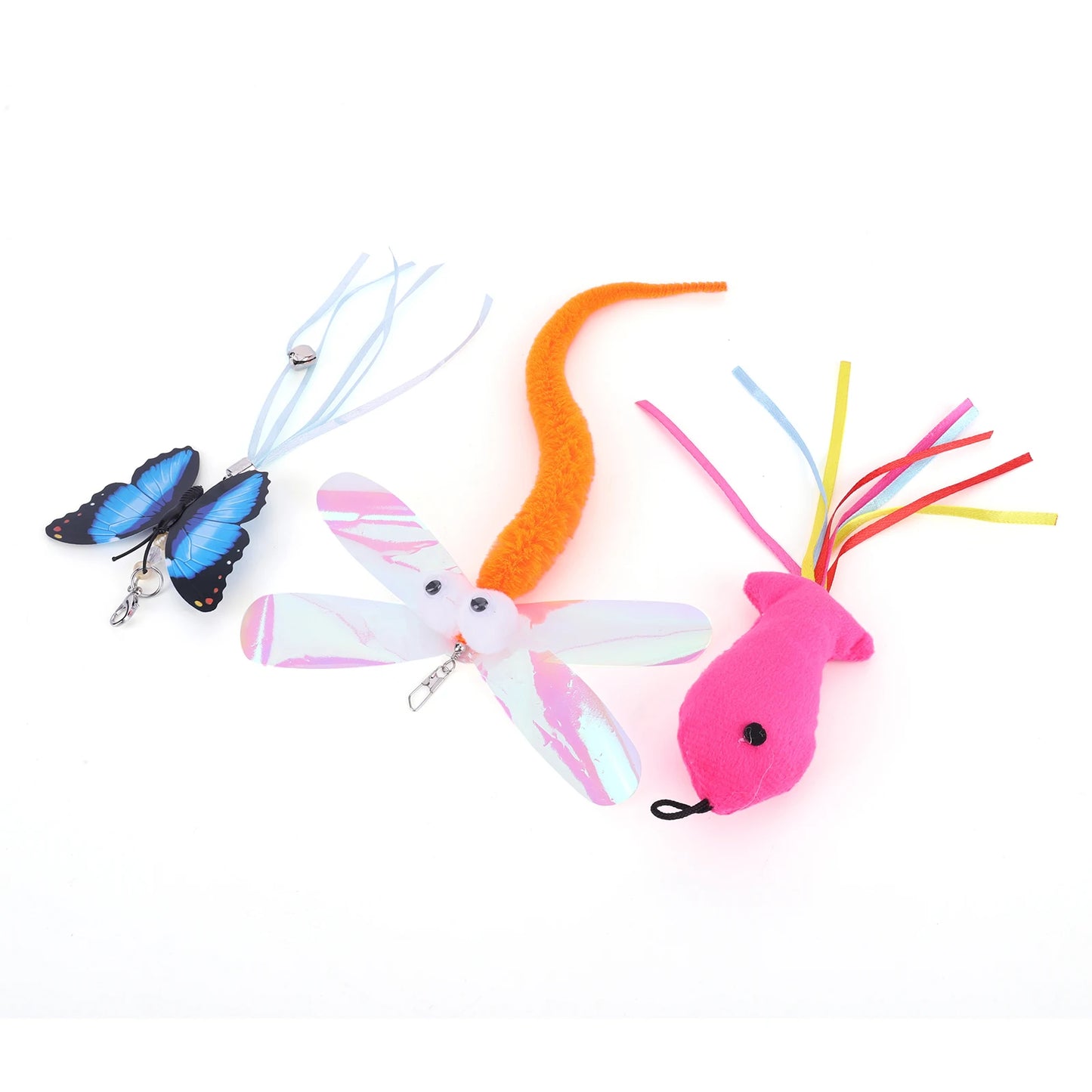 Pet Cat Toy Set Replacement Head Toy Suit Multifunction Interactive Cat Toy Handfree Cat Toy Stick for Floor Glass Door Panel