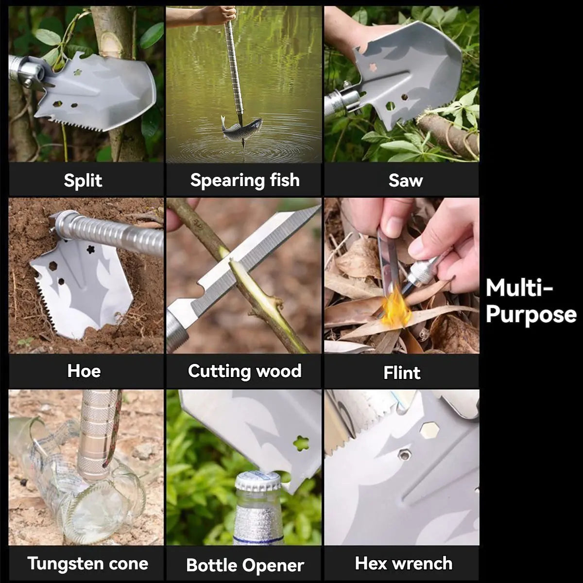 Multi Functional Detachable Foldable Military Electric Shovel Outdoor Survival Equipment Self-Defense Tools Camping Accessories