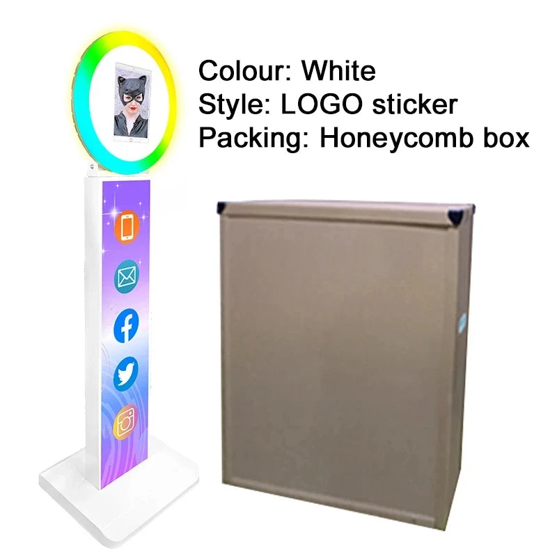 iPad Photo Booth Selfie Machine Shell Adjustable Stand Photobooth For Wedding Partys Events Customized LOGO With LED Ring Light