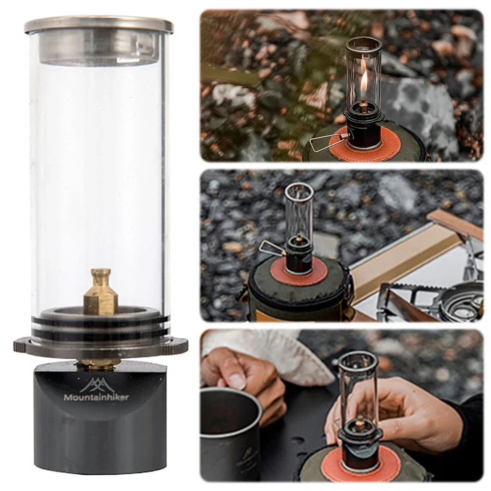 Camping Gas Lantern Butane Gas Light Lantern Multi-Function Gas Candle Light Metal Portable Tent Lantern for Camping Picnic