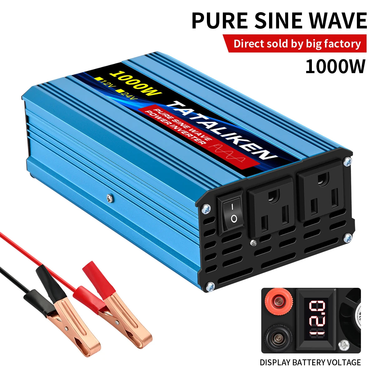 Pure Sine Wave Inverter DC12V/24V To AC110V 60HZ 1600W 2500W 3500W 4500W 5000W 6000W 7000W 8000W Power Voltage Converte