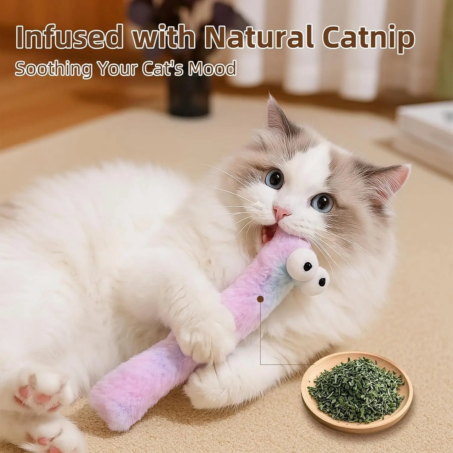 Cat Toys Pillows,3 Pack, Catnip Inside,Soft and Durable Kick Sticks with Crinkle Sound, Interactive Indoor Kitten