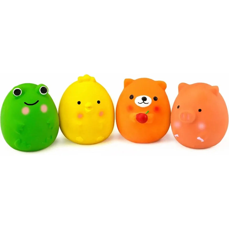 Pet toys dog toys, 4 pieces of 2.4-inch squeaking latex puppy toys fun animal set puppy interactive game, using small dogs