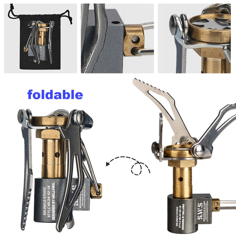 Folding Camping Stove Camping Stove Stand Burner Lightweight Mini Gas Stove Portable Survival Furnace for Outdoor Cooking