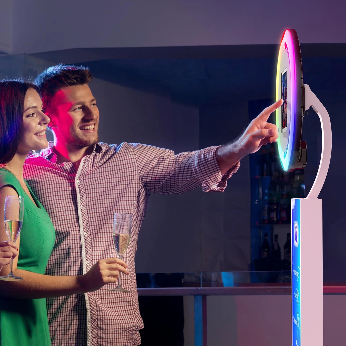 iPad Photo Booth Selfie Machine Shell Adjustable Stand Photobooth For Wedding Partys Events Customized LOGO With LED Ring Light