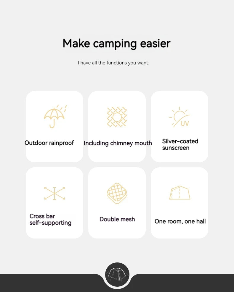 Naturehike Dune 7.6 Camping Tent 2 People 4 Season Tent Ultralight PU2000mm Outdoor Travel iking Tent With Chimney Screen Window