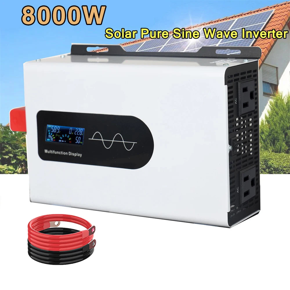Pure Sine Wave Inverter 8KW 8000W DC 24V/48V/60V/72V To AC 110V/120V Off Grid Converter Solar System RV Vehicle