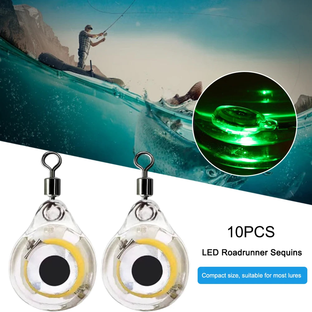 500-10pcs Mini Fishing Lure Light LED Deep Drop Underwater Eye Shape Fishing Squid Fishing Bait Luminous Lure to Attracting Fish