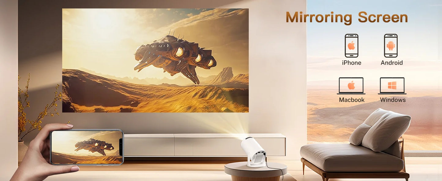 LynCast Projector HY300 Pro+ 4K Android 11 Dual Wifi6 300ANSI Allwinner H713 BT5.4 1080P 720P Outdoor Video Home Theater Cinema