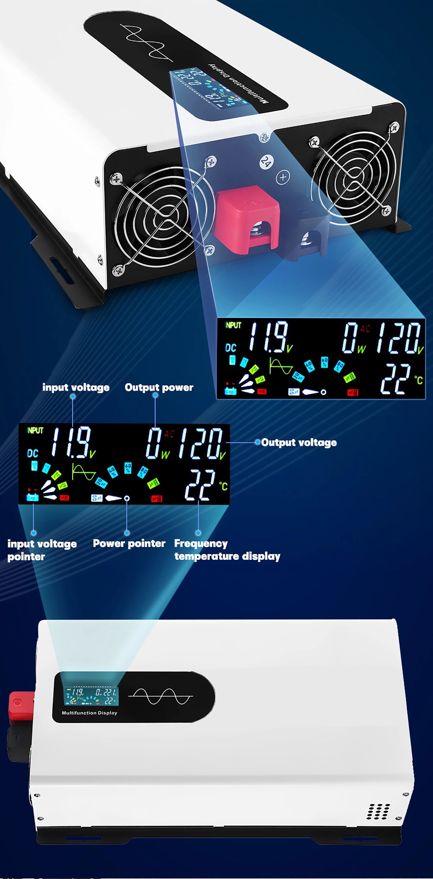 Pure Sine Wave Inverter 8KW 8000W DC 24V/48V/60V/72V To AC 110V/120V Off Grid Converter Solar System RV Vehicle