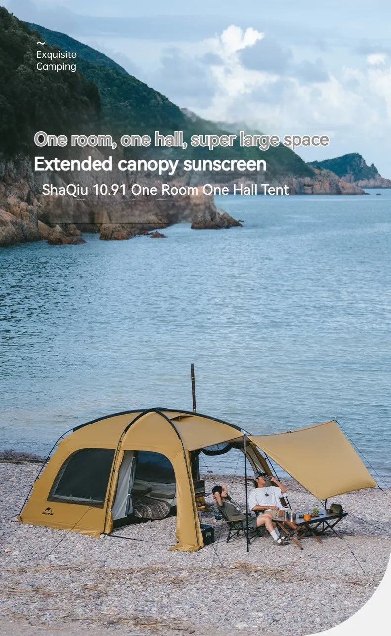 Naturehike Dunes 10.9 Camping Tent 6 People 4 Seasons Dome Extended Canopy Outdoor Waterproof Large Space Tent With Chimney Hole
