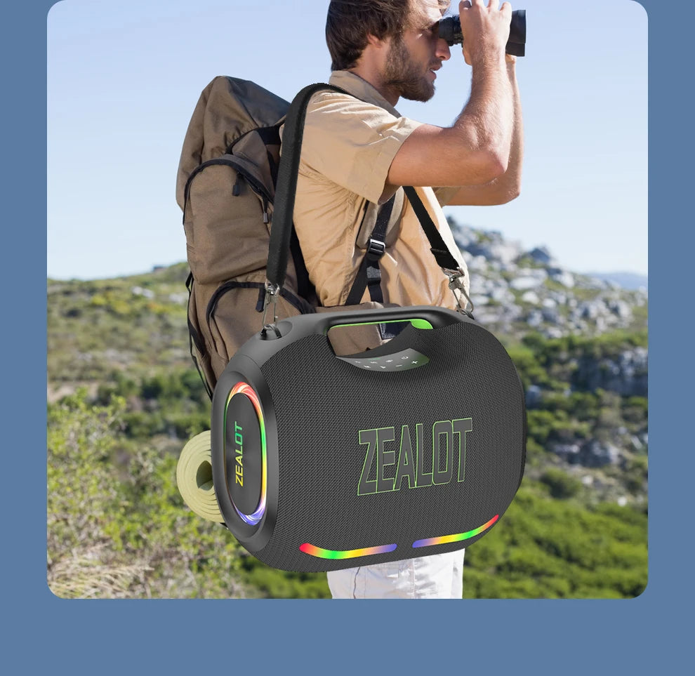 ZEALOT ZE21 250W Wireless Speaker, Outdoor Portable, 48000mAh Long Battery, With RGB Color Lights, Up To 18 Hours Of Play Time.