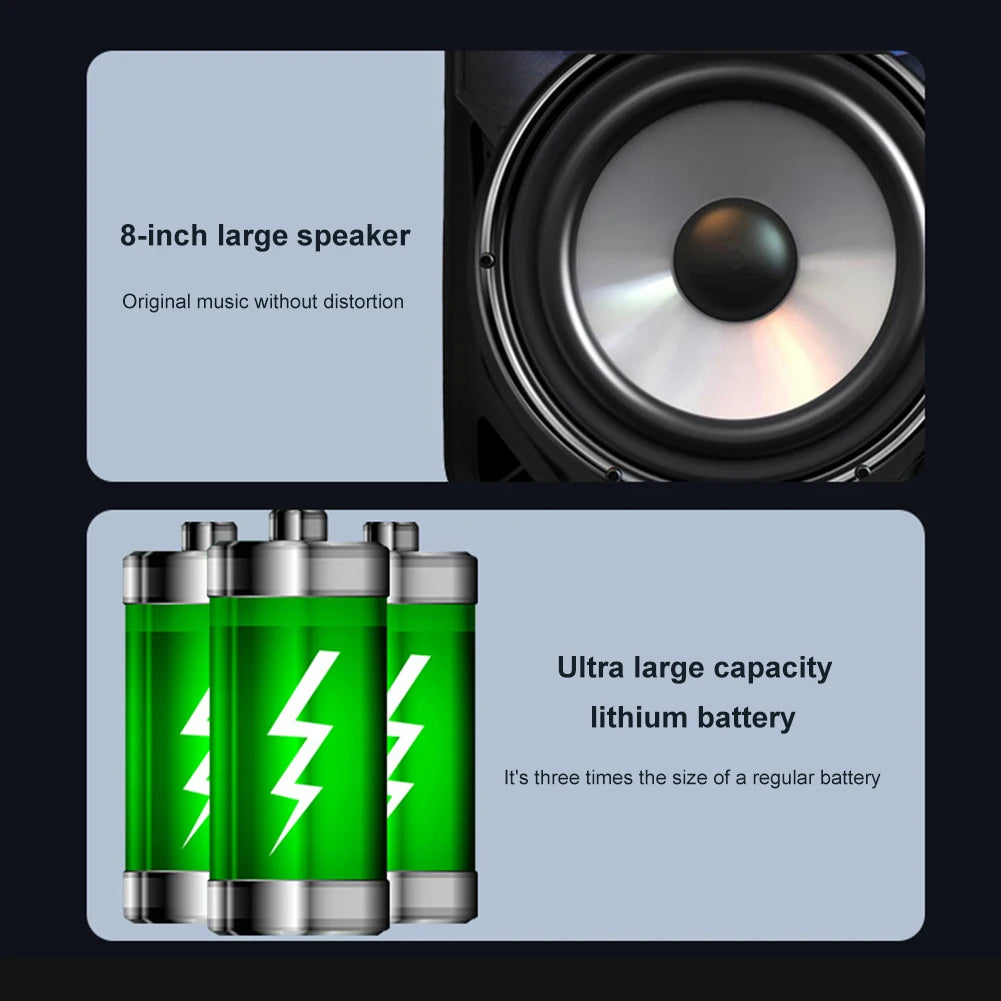 Bluetooth-Compatible Speaker Loud Boom Box Support FM Radio Subwoofer Stereo Sound System Speaker for Outdoor Home Party Travel