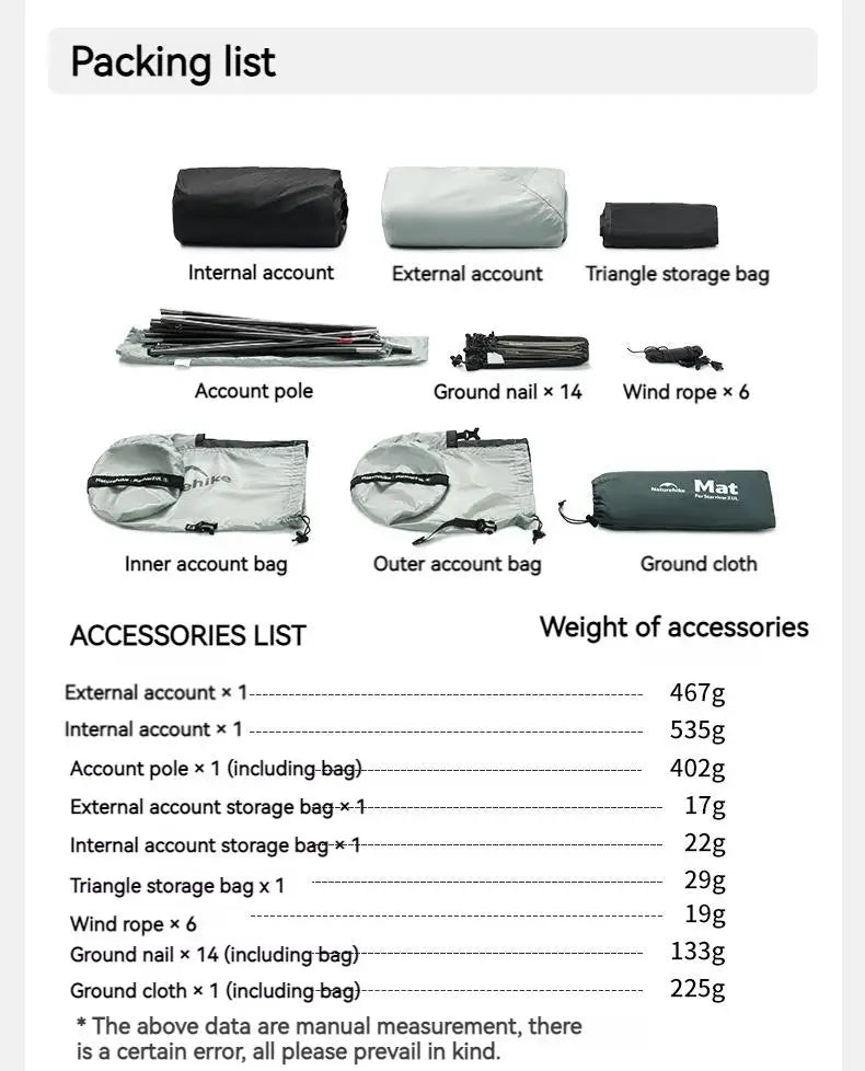 Naturehike Star River UL Camping Tent 15D Silicone Ultralight Portable 2 Person 3 Seasons Outdoor Travel Hiking Tent With Mat