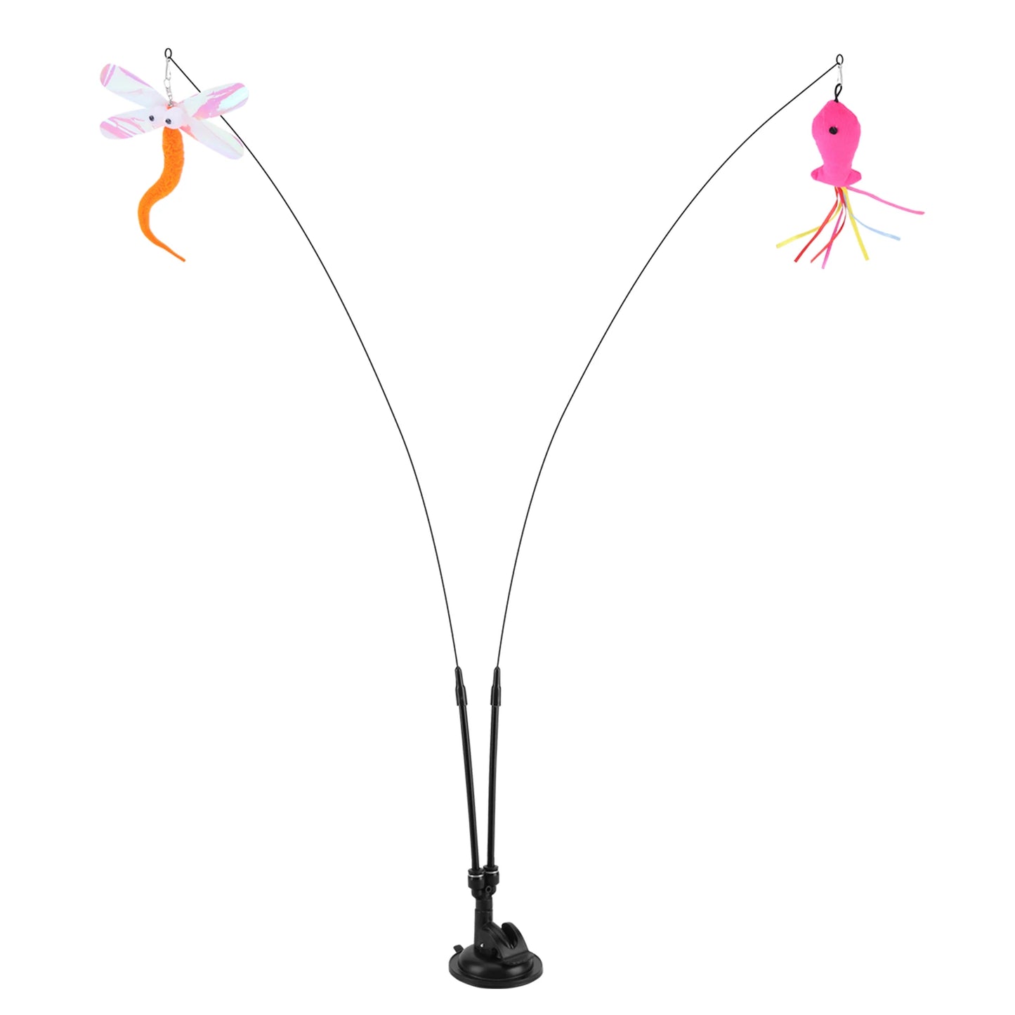 Pet Cat Toy Set Replacement Head Toy Suit Multifunction Handfree Cat Toy Stick Detachable for Cat Training Playing Accessories