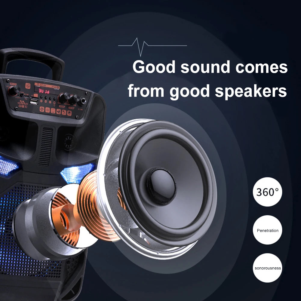 Bluetooth-Compatible Speaker Loud Boom Box Support FM Radio Subwoofer Stereo Sound System Speaker for Outdoor Home Party Travel