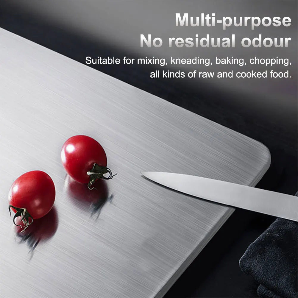 Stainless Steel Cutting Board Double Sided Chopping Board Thickened Pastry Board for Kitchen for Meat Fruit Vegetables Baby Food
