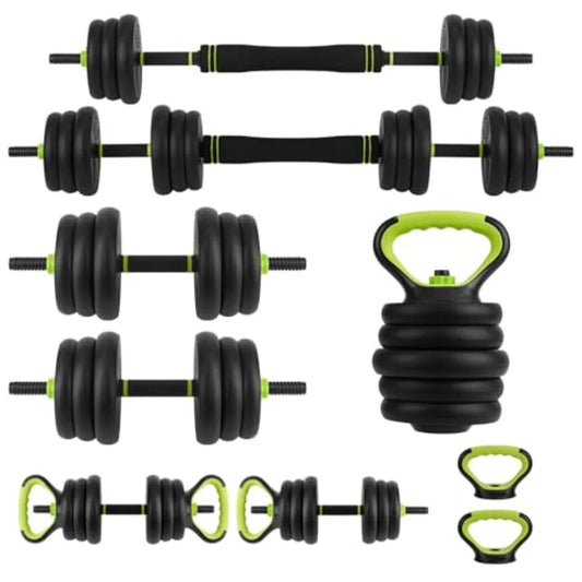 4-In-1 Adjustable Dumbbell Set for Home Gym - Steel Black with 4-in-1 Functionality: Dumbbell Barbell Kettlebell Push Up Stand
