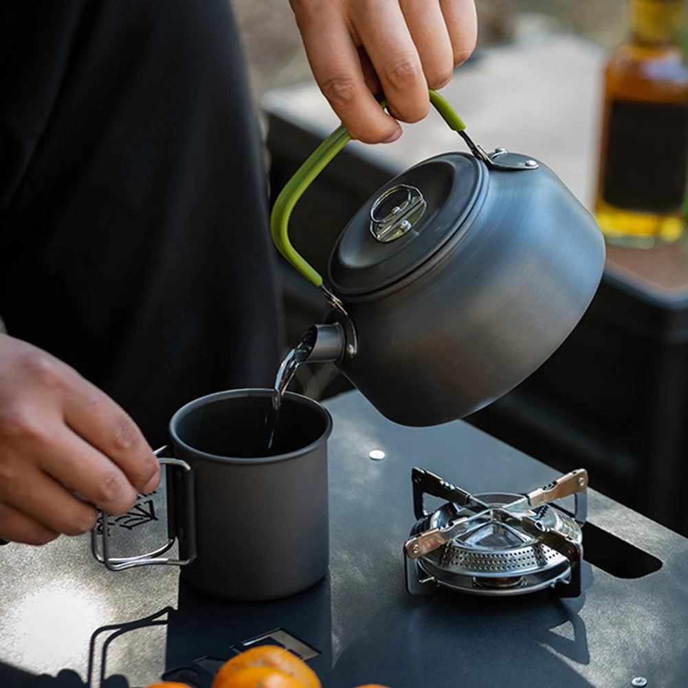 3PCS Camping Cookware Set Pot Pan Kettle Set Portable Cooker Set 2-3 Person with Mesh Bag for Camping Backpacking Outdoor Picnic