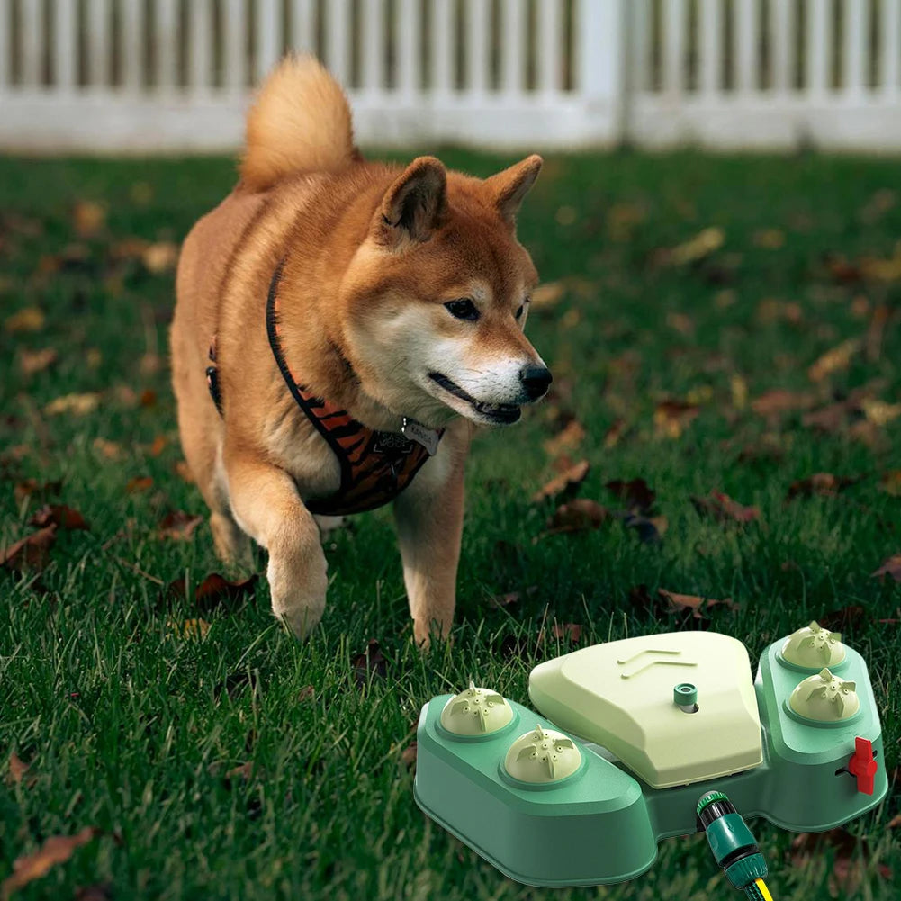 Dog Sprinkler Dog Water Fountain Adjustable Angle & Speed Dog Water Dispenser Toy BPA Free Pet Water Toy for Large Dog