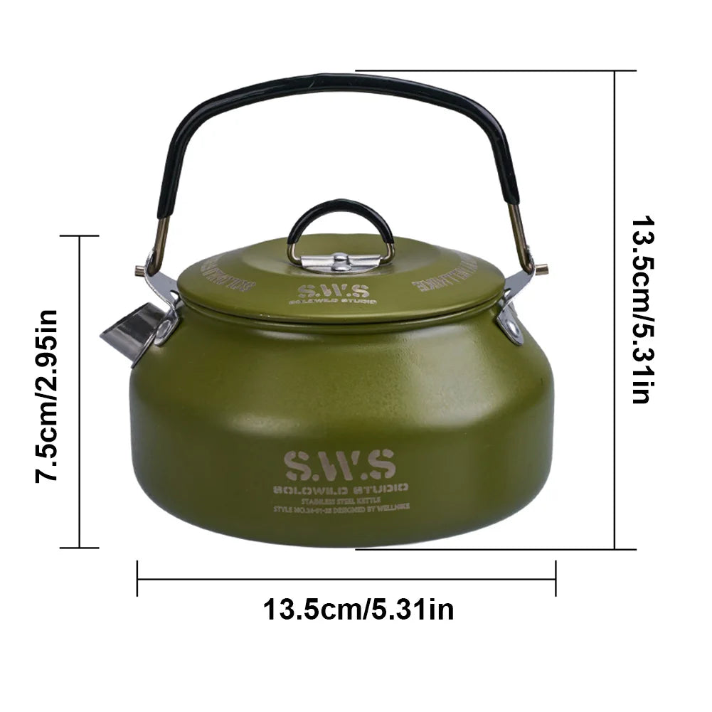 0.8L Outdoor Camping Kettle with Handle Ultralight Coffee Kettle Anti-Slip Lightweight Coffee Pot Tourist Cookware Supplies