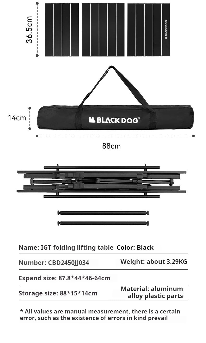 Naturehike BLACKDOG IGT Table Aluminum Alloy Adjustable With Folding Oven Outdoor Camping Multifunctional Portable Picnic Table