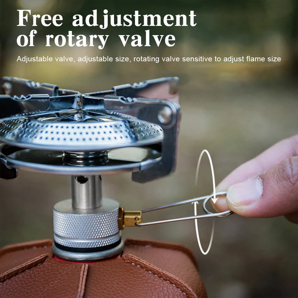 Portable Outdoor Camping Gas Stove with Adjustable Flame Small Lightweight Stove with Storage Bag for Hiking and Climbing