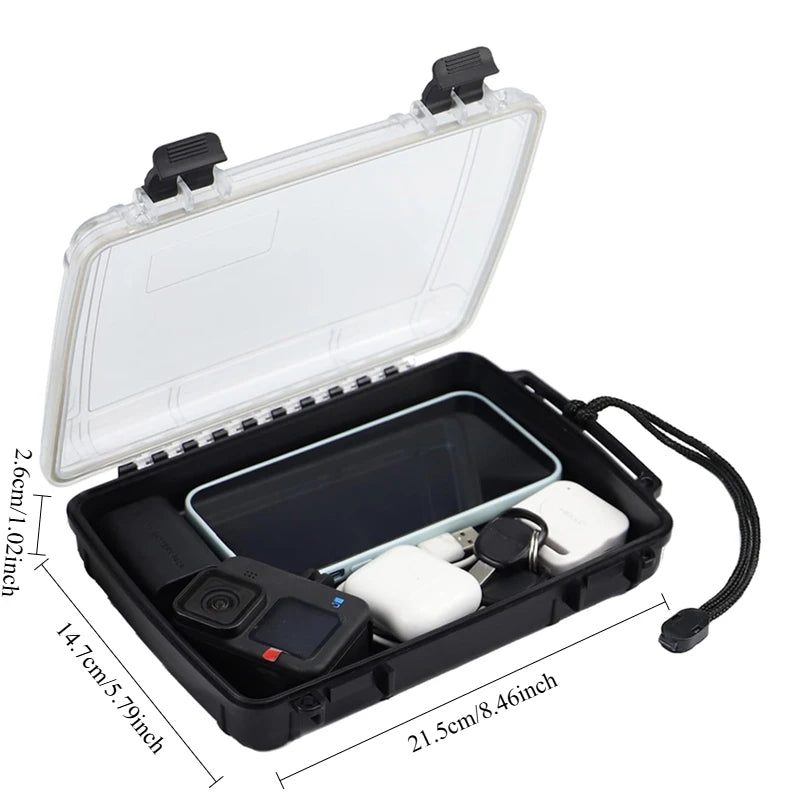 Ackibbik 1pc Waterproof Dry Box Case Watertight Tackle Storage Containers for Kayaking & Boating Floating Fishing Tray Box