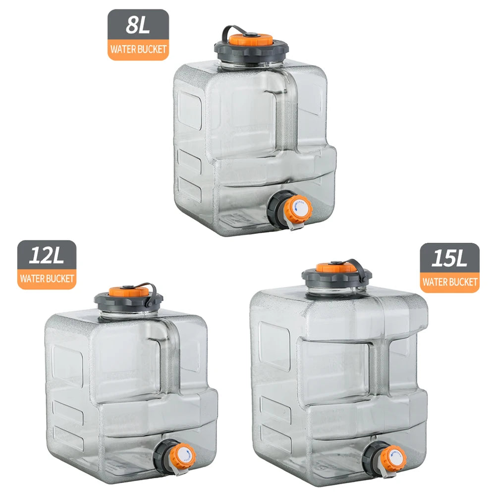 8L /12L /15L Camping Water Jug with Spigot Emergency Water Storage Portable Water Tank for Outdoor Hiking Camping Home Use