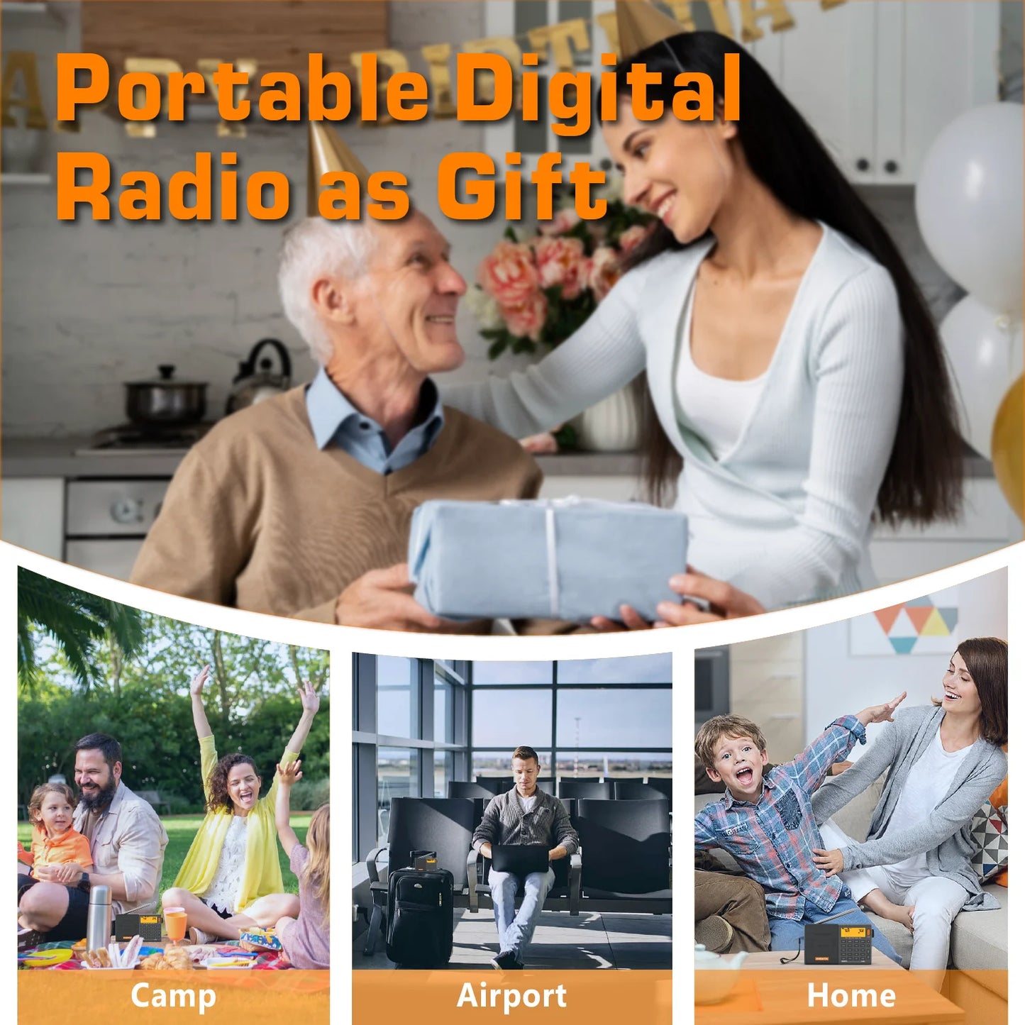 XHDATA D-808 AM/FM/SW/MW SSB AIR RDS Full Band Portable Radio with Multifunction Deep Sound Stereo Rechargeable Radio Receiver