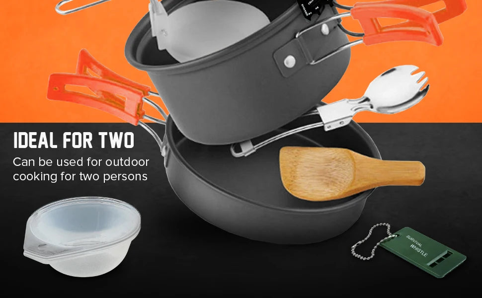 Camping Cookware Mess Kit Set with Stove - Backpacking Camping Pots and Pans Set All in One Non-Stick Camping Cooking Set Portab